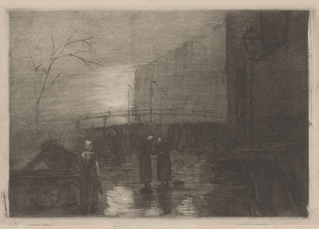 Stadsgezicht Bij Nevelachtig Weer by Simon Moulijn - Canvas Print