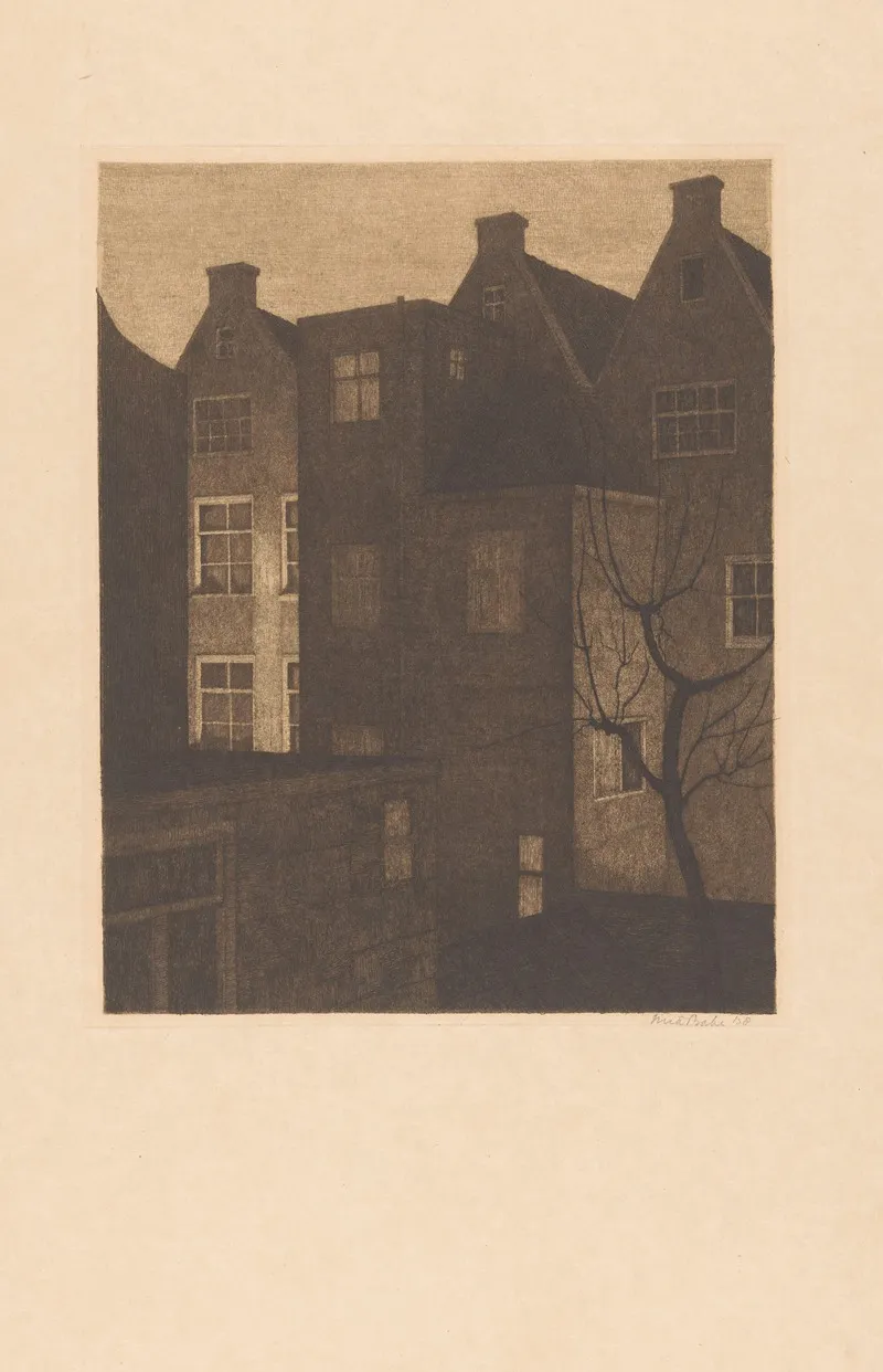 Stadsgezicht Met Achtergevels by Mia Bake - Canvas Print