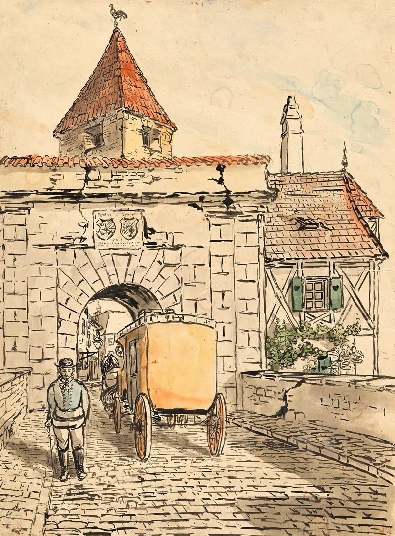 Stadttor Mit Kutsche Schulerarbeit