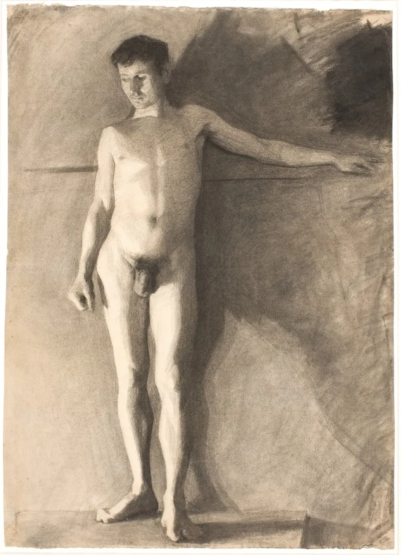 Staende Mandlig Model 3 by Vilhelm Hammershøi - Canvas Print