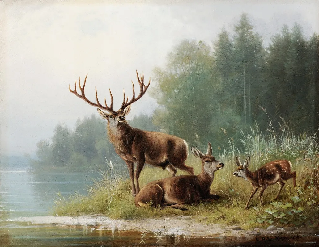 Stag At A Lake