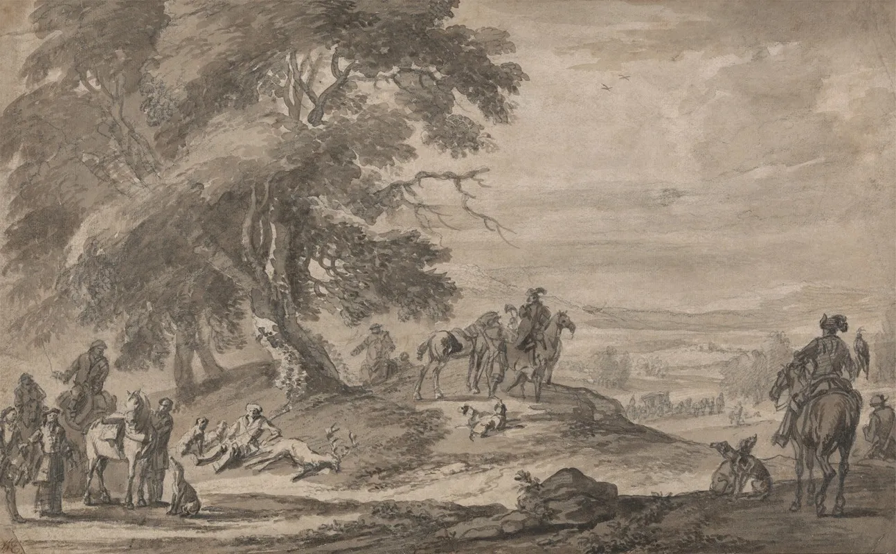 Stag Hunting by Jan Wyck - Canvas Print