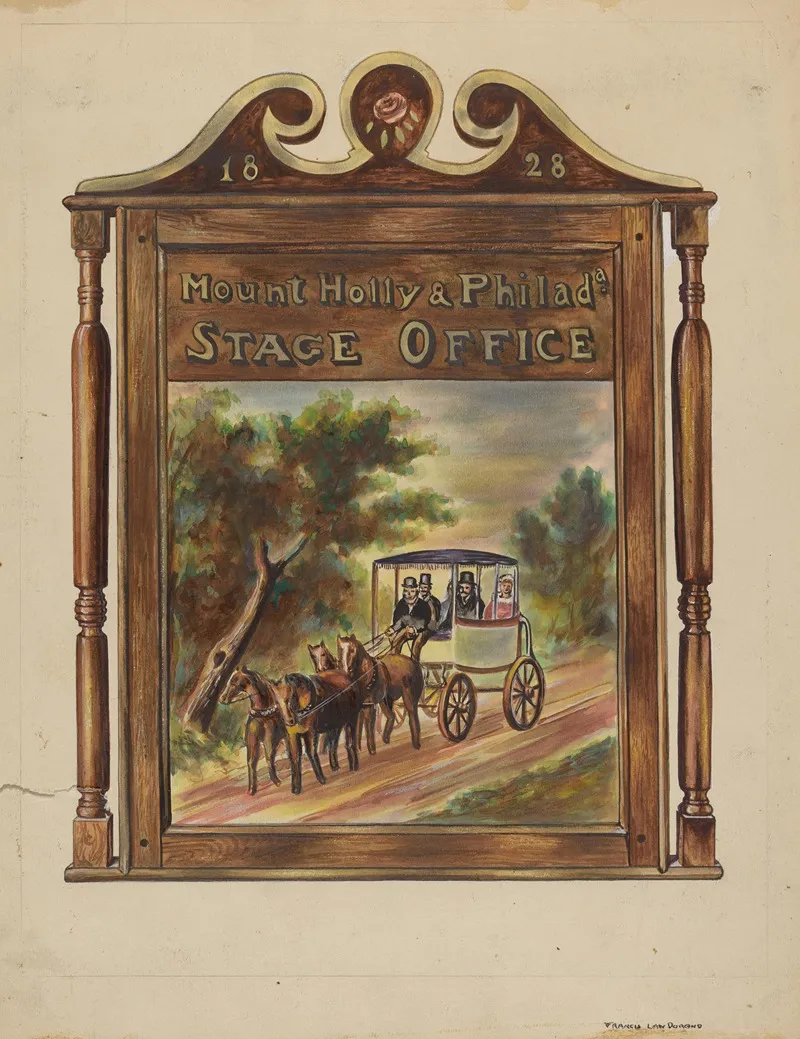 Stage Office Sign by Francis Law Durand - Canvas Print