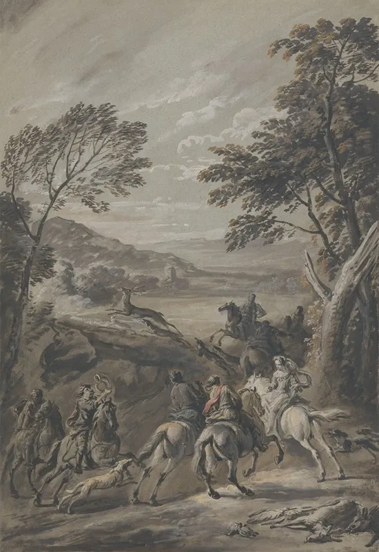 Staghunt by Jan Wyck - Canvas Print