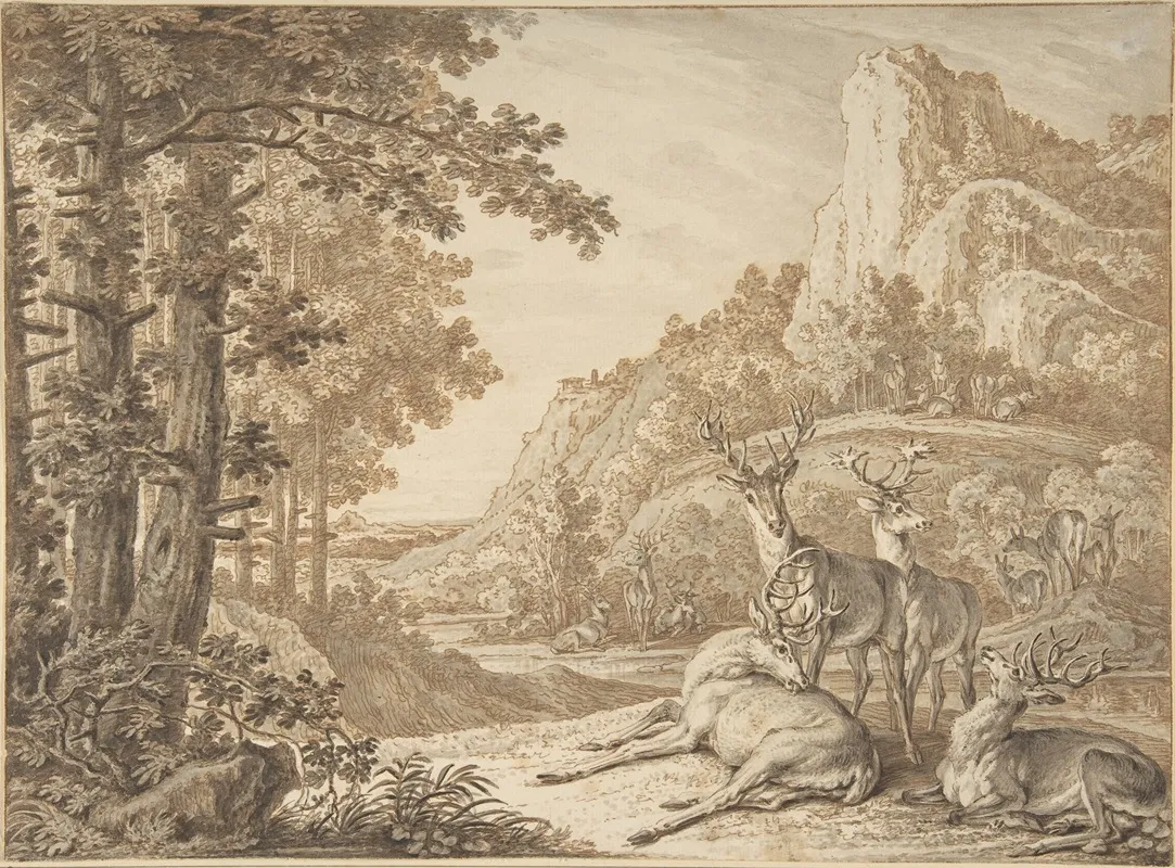 Stags In A Landscape