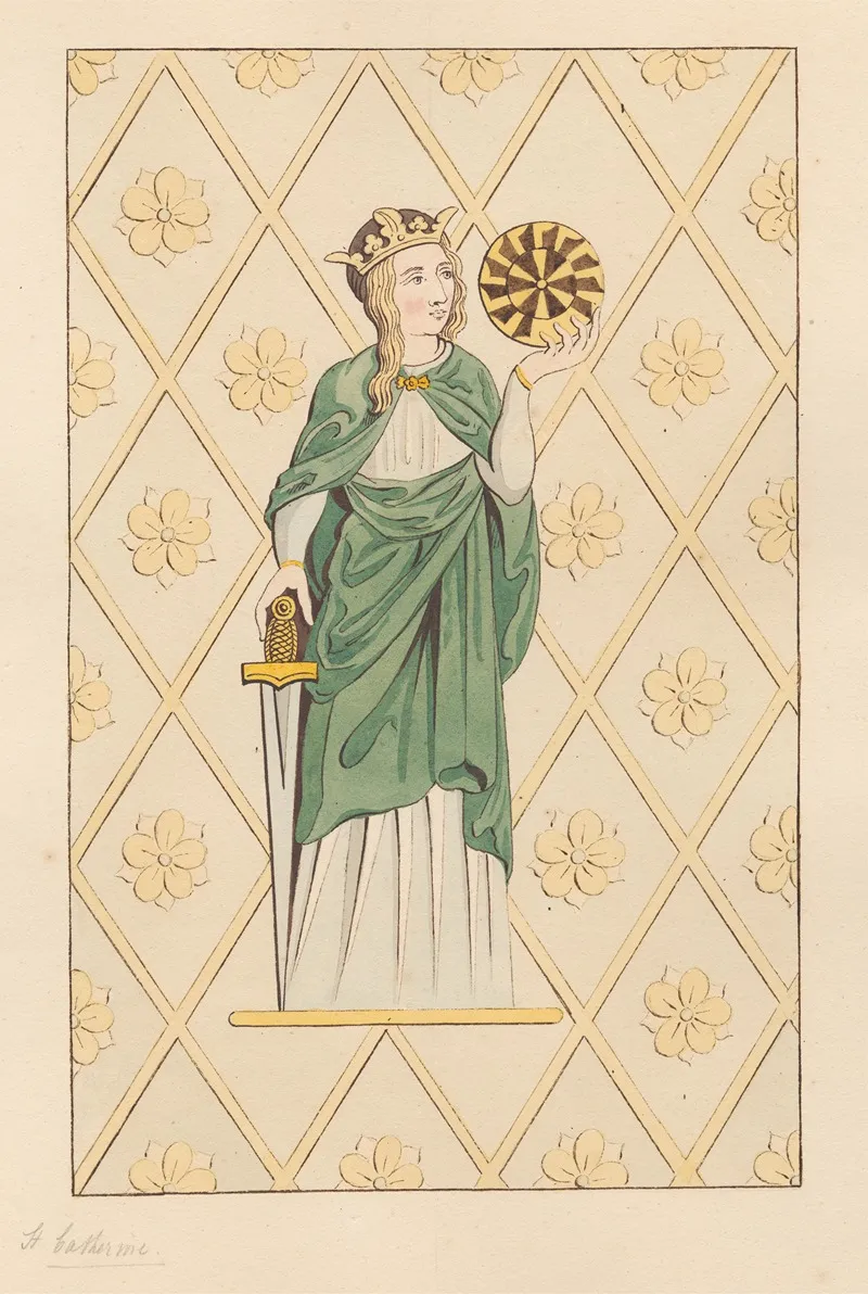 Stained Glass Window Of St Catherine From Heston Church by Daniel Lysons - Canvas Print