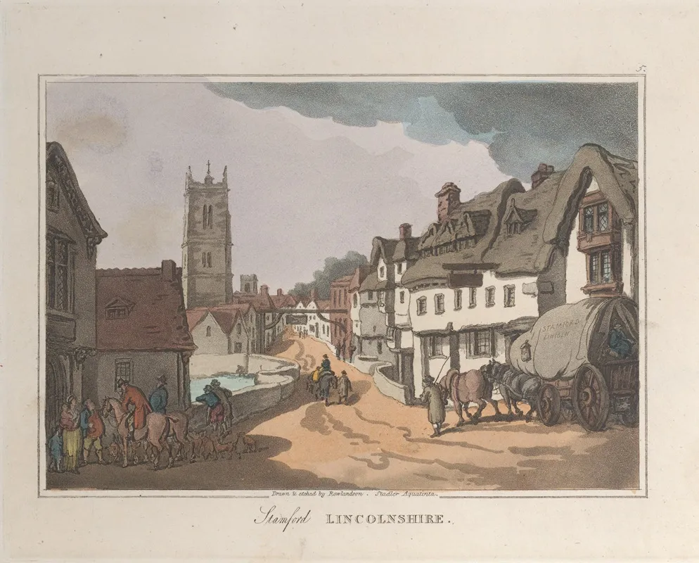 Stamford Lincolnshire by Thomas Rowlandson - Canvas Print
