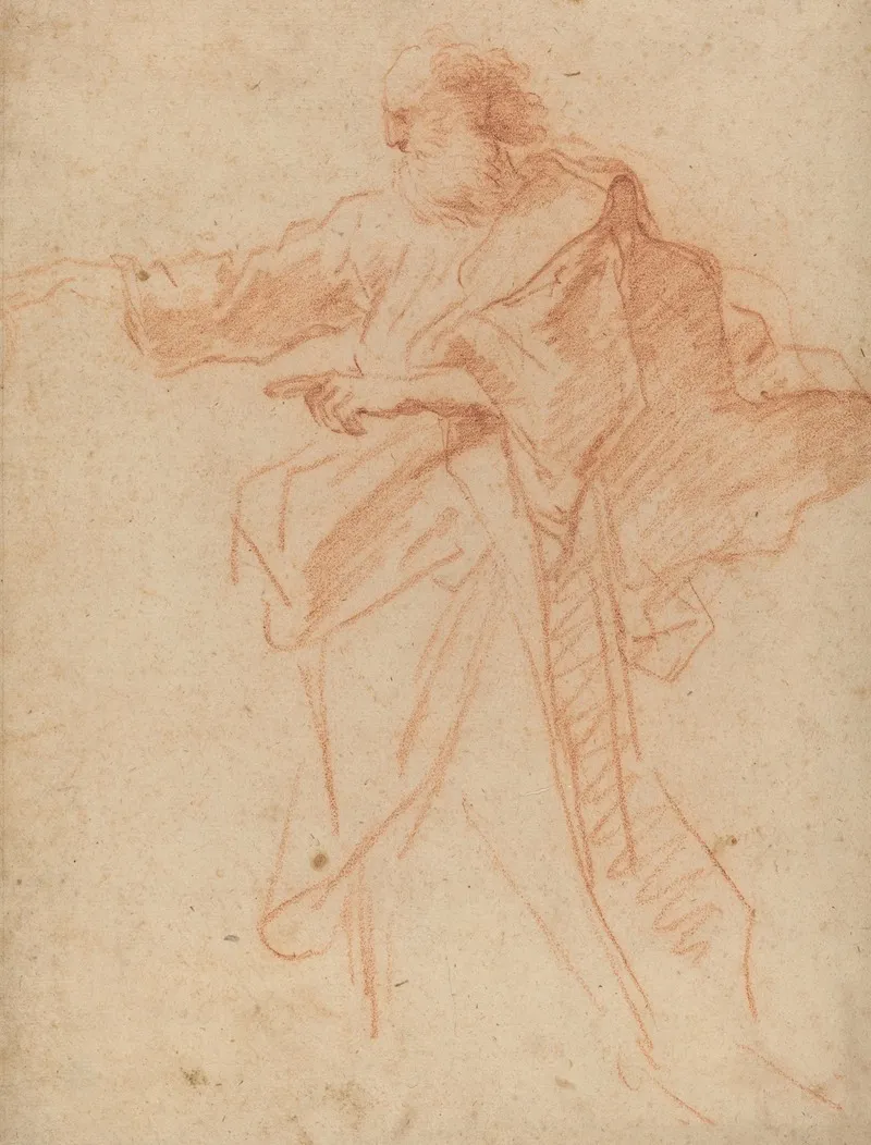 Standing Bearded Man Pointing Toward The Left