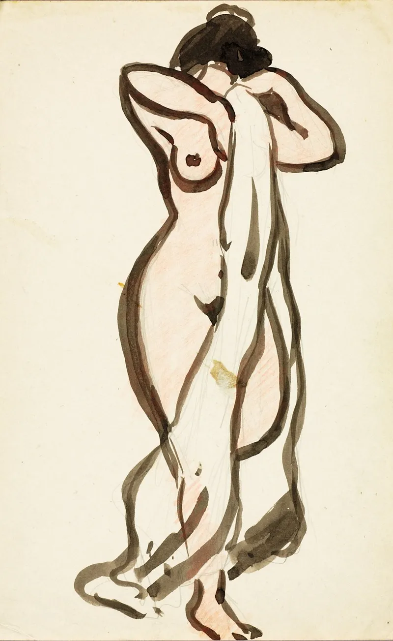 Standing Female Nude With Drape 2