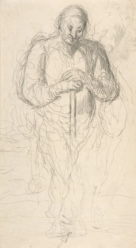 Standing Figure Of A Man With A Staff