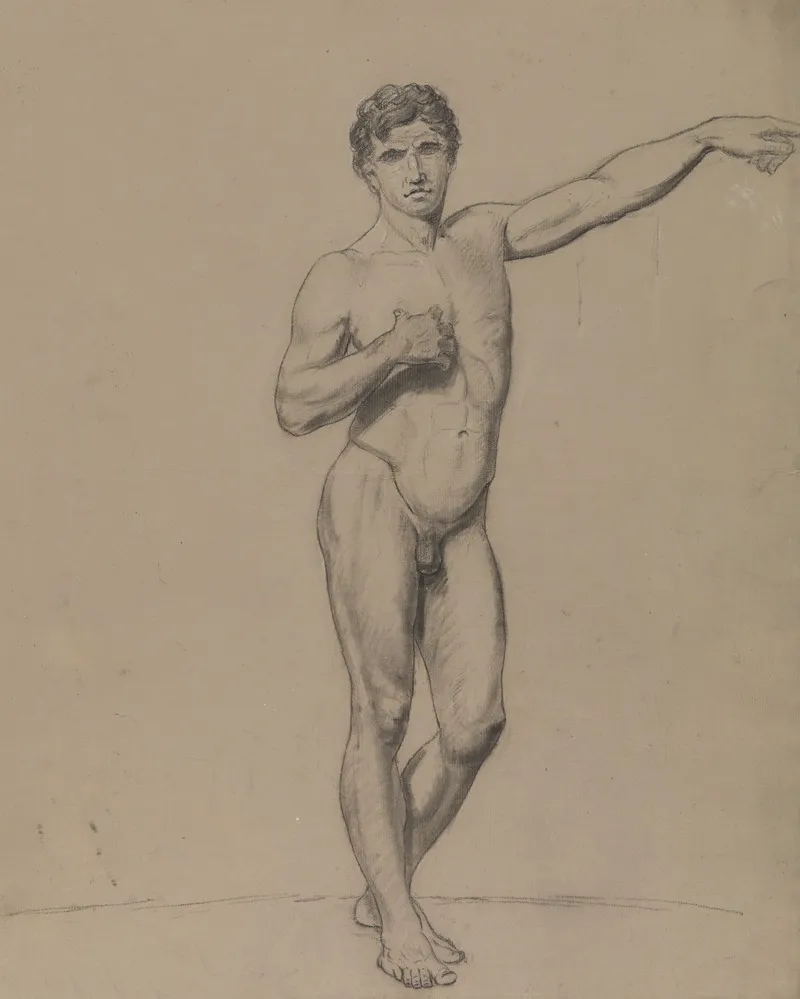 Standing Male Nude 28 by Albert Voituron - Canvas Print