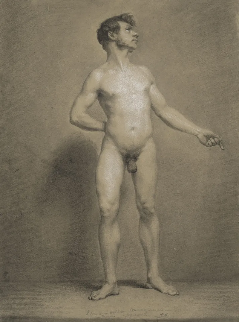 Standing Male Nude 43 by Bruno Van Hollebeke  - Canvas Print