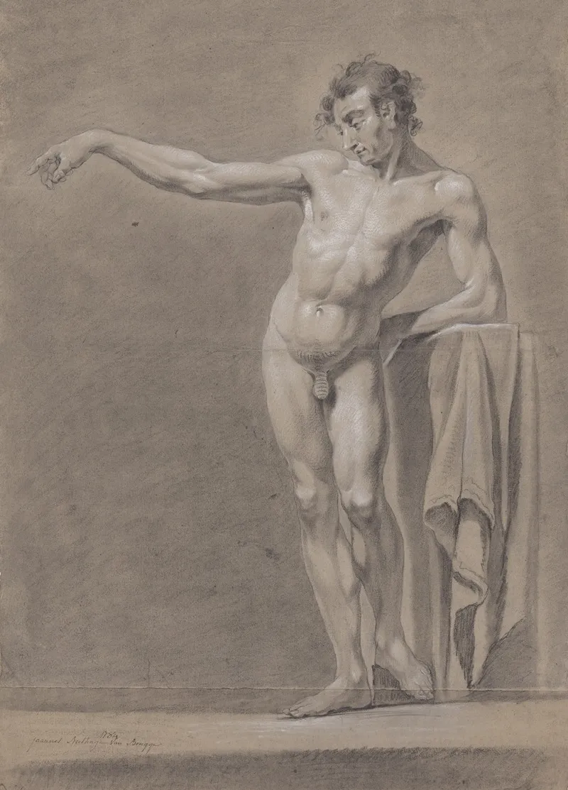 Standing Male Nude 59 by Joannes Riethage  - Canvas Print
