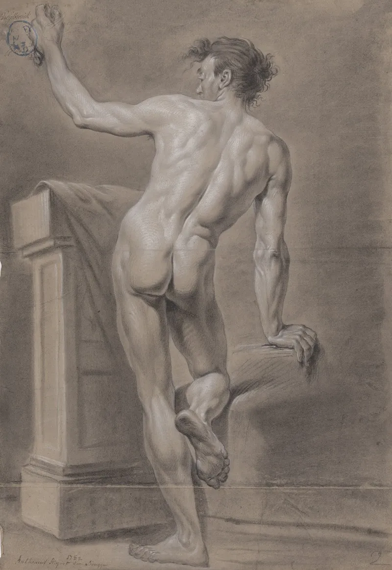 Standing Male Nude Seen From Behind 3 by Antoine Ignace Steyaert - Canvas Print