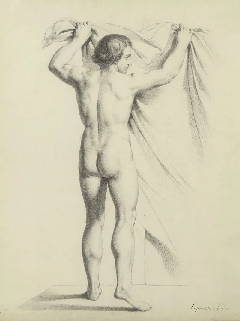 Standing Male Nude Seen From Behind 7 by Eugène Jean Copman - Canvas Print