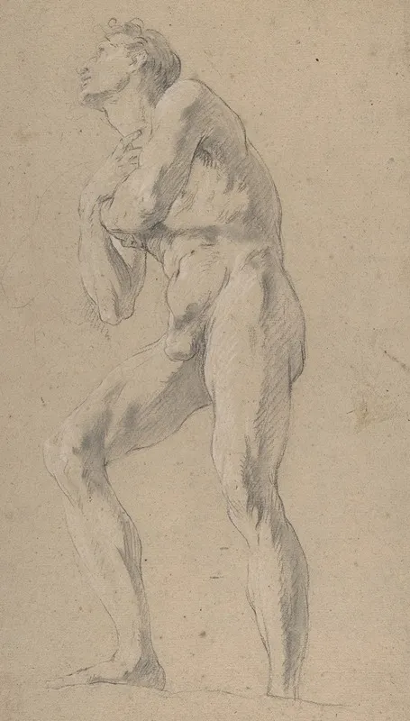 Standing Male Nude Seen From Below by François Lemoyne - Canvas Print