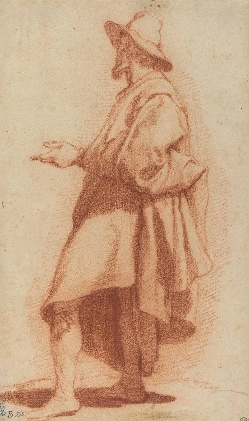 Standing Man Wearing A Cloak And Hat