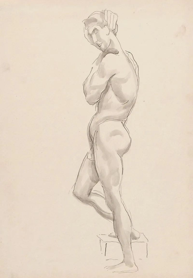 Standing Nude Man 3 by Józef Pankiewicz - Canvas Print