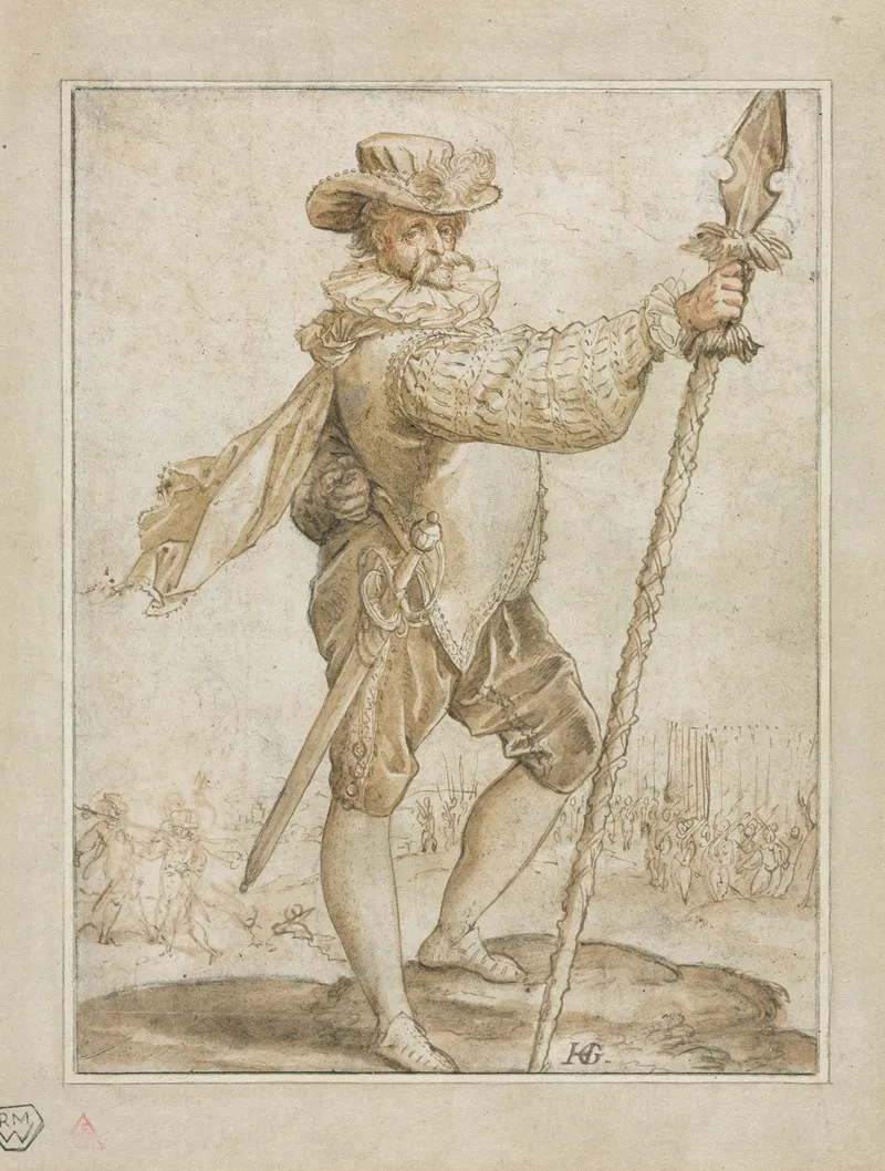 Standing Officer Holding A Boars Spear 2