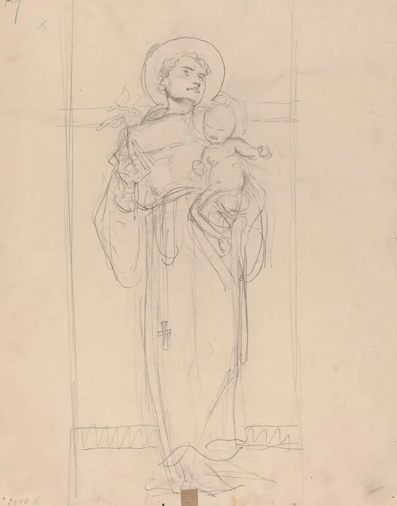 Standing Saint Holding The Christ Child by Karel Vitezslav Masek - Canvas Print