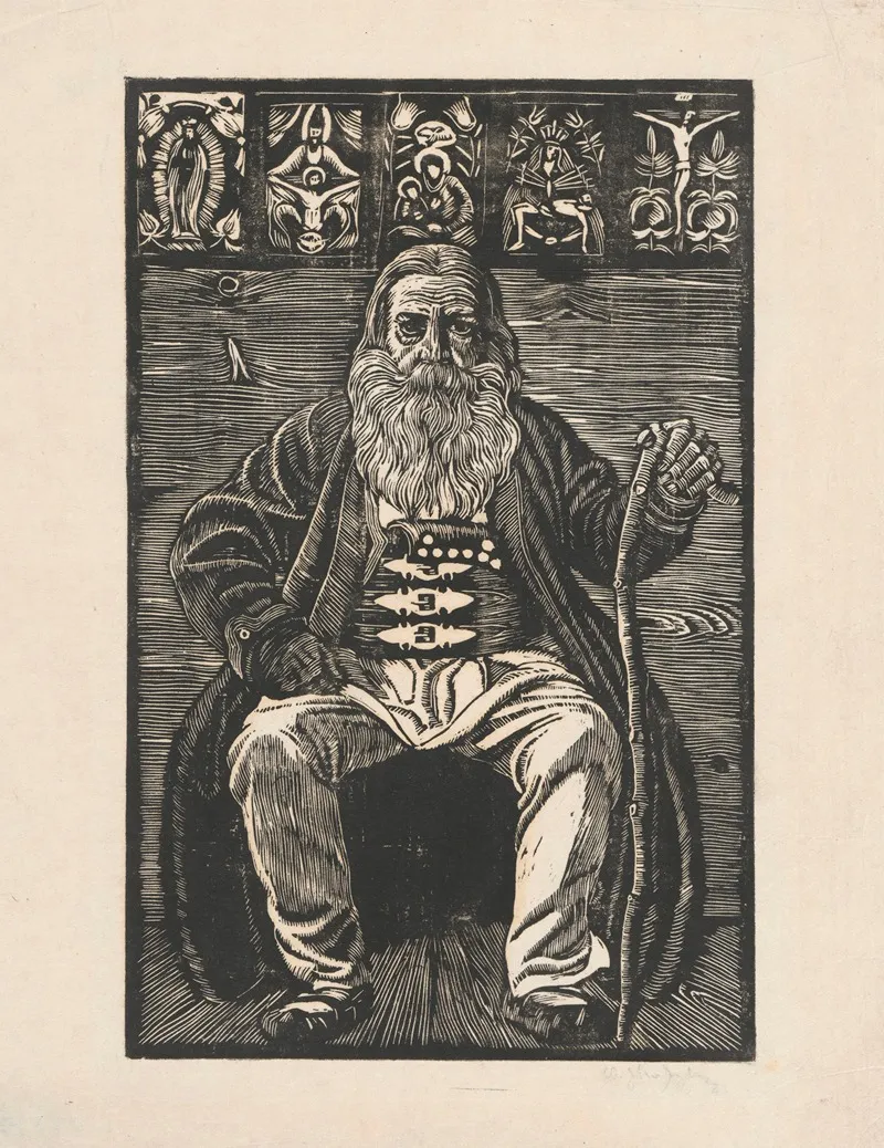 Stary Baca by Władysław Skoczylas - Canvas Print