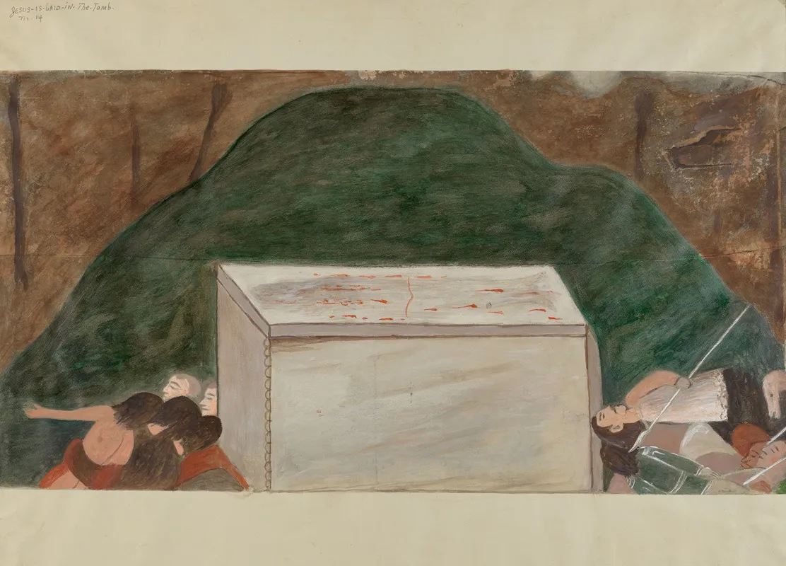 Station Of The Cross No 14 Jesus Is Laid In His Tomb 2 by William Herbert - Canvas Print