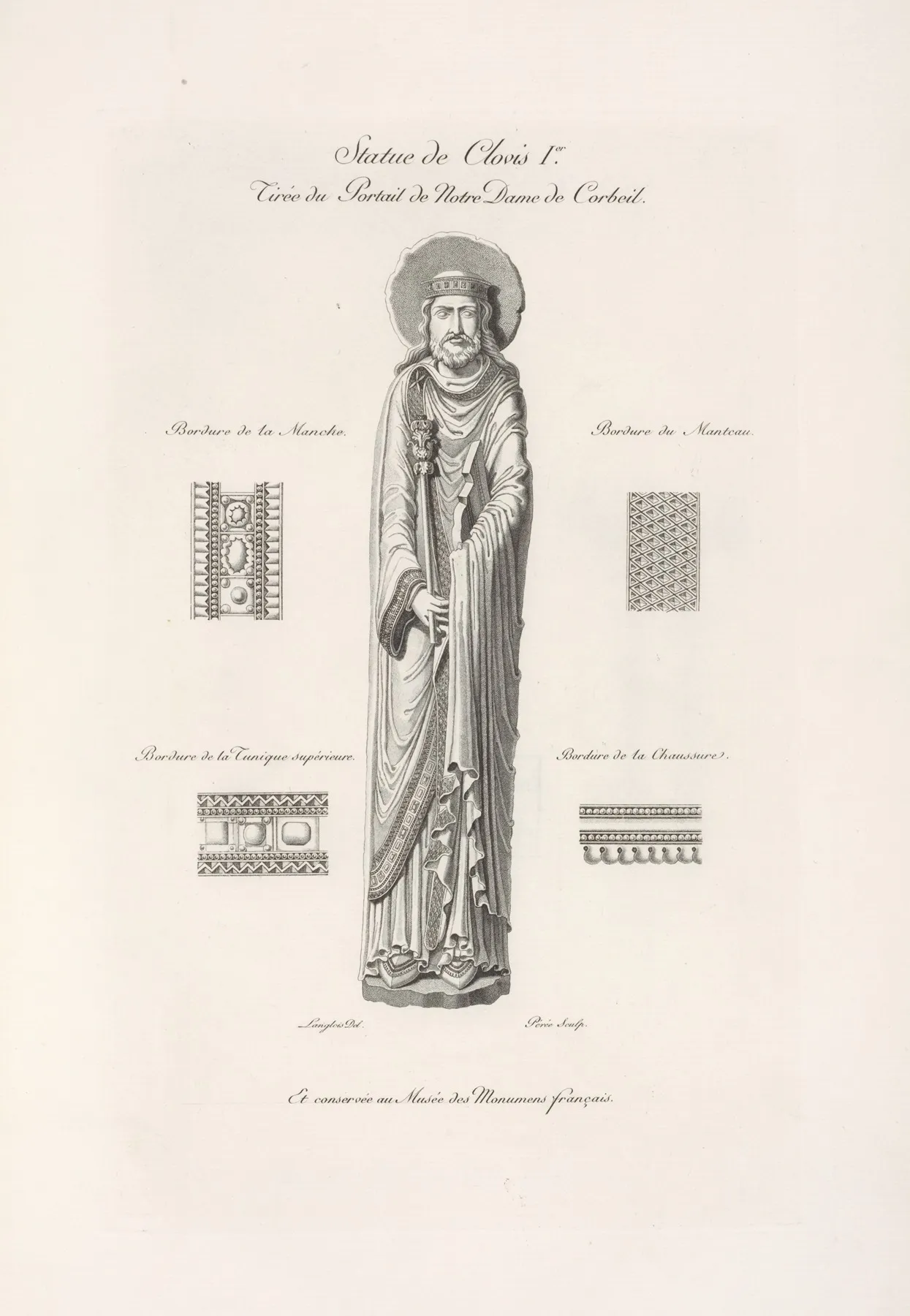 Statue De Clovis Ier Tiree Du Portail De Notre Dame De Corbeil by Nicolas Xavier Willemin - Canvas Print