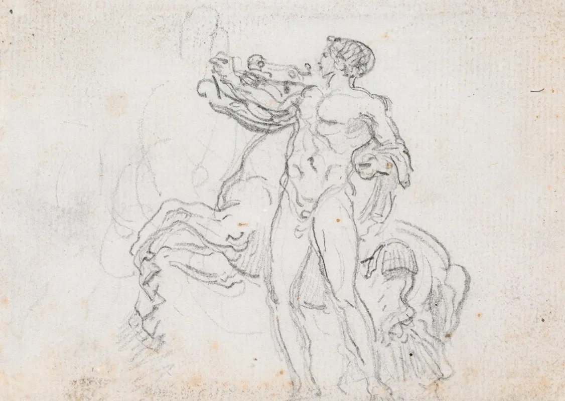 Statue Of Alexander And Bucephalus Recto by Hubert Robert - Canvas Print