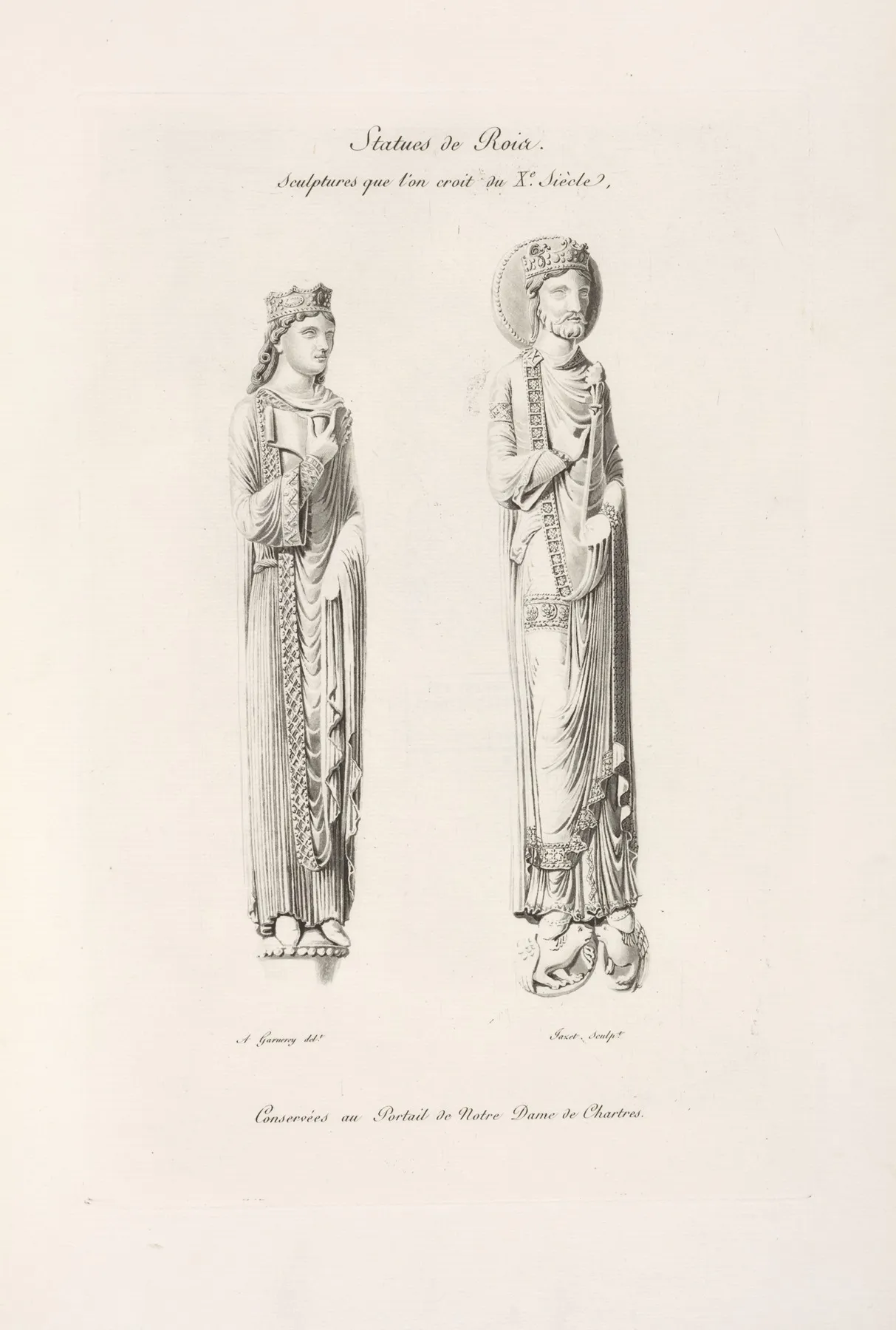 Statues De Rois Sculptures Que Lon Croit Du Xe Siecle by Nicolas Xavier Willemin - Canvas Print