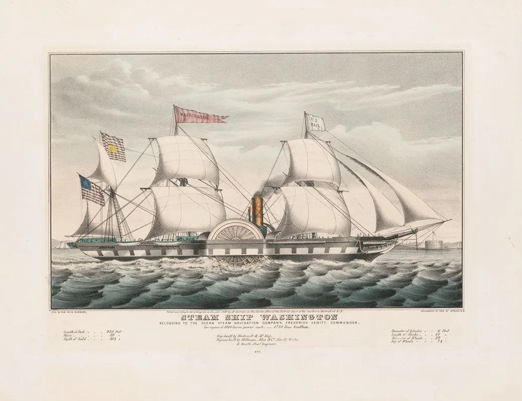 Steam Ship Washington Belonging To The Ocean Steam Navigation Company Frederick Hewitt Commander
