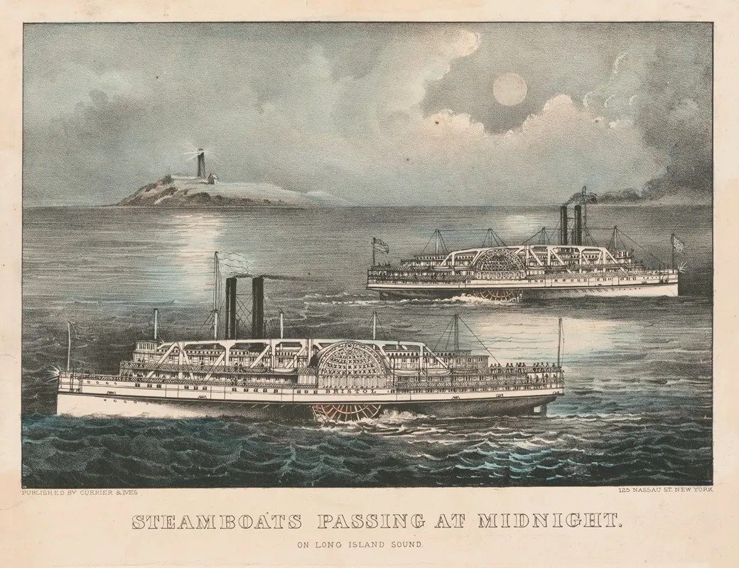 Steamboats Passing At Midnight On Long Island