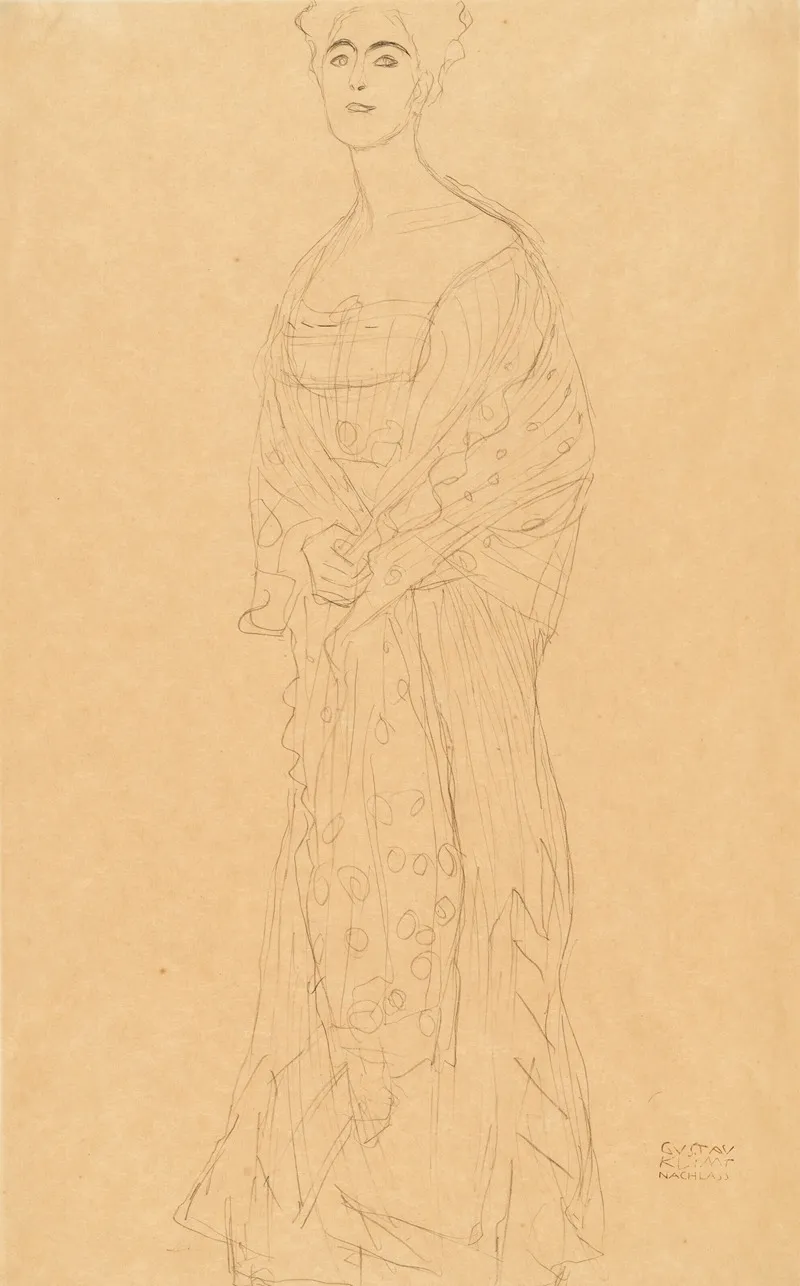 Stehend Von Vorne Mit Kleiner Wendung Nach Links Margaret Stonborough Wittgenstein by Gustav Klimt - Canvas Print