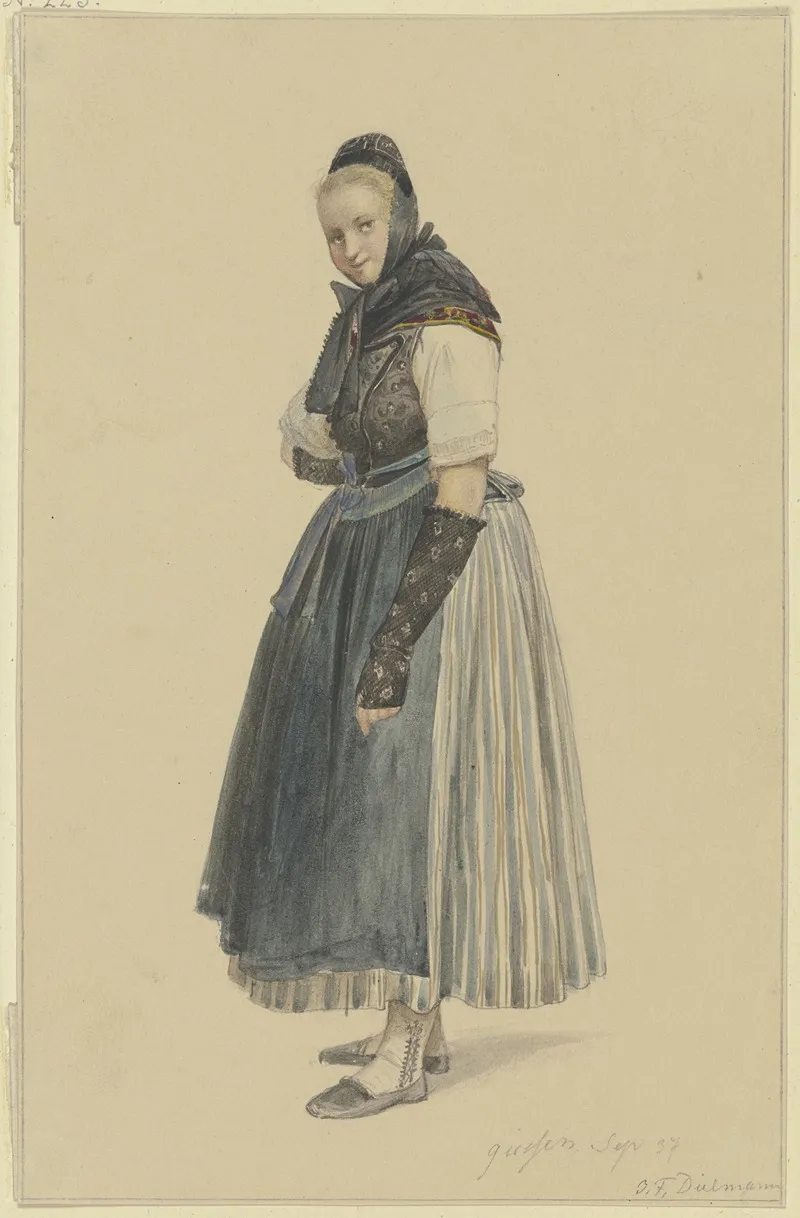 Stehende Bauerin Nach Links by Jakob Fürchtegott Dielmann - Canvas Print