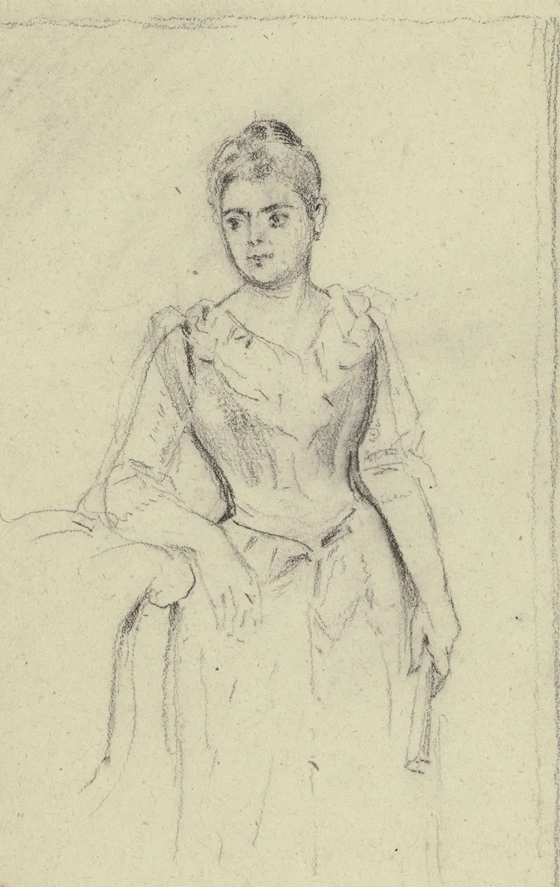 Stehende Dame Mit Facher by Otto Scholderer - Canvas Print