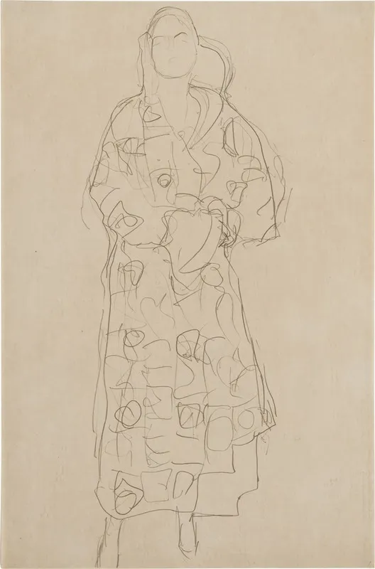 Stehende Figur Im Verzierten Kleid Standing Figure In Ornamented Gown by Gustav Klimt - Canvas Print