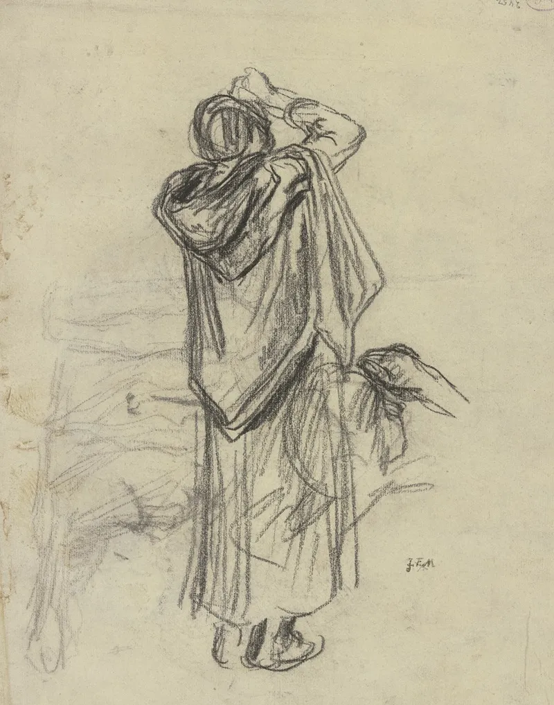 Stehende Frau Emporblickend Vom Rucken Gesehen by Jean-François Millet - Canvas Print