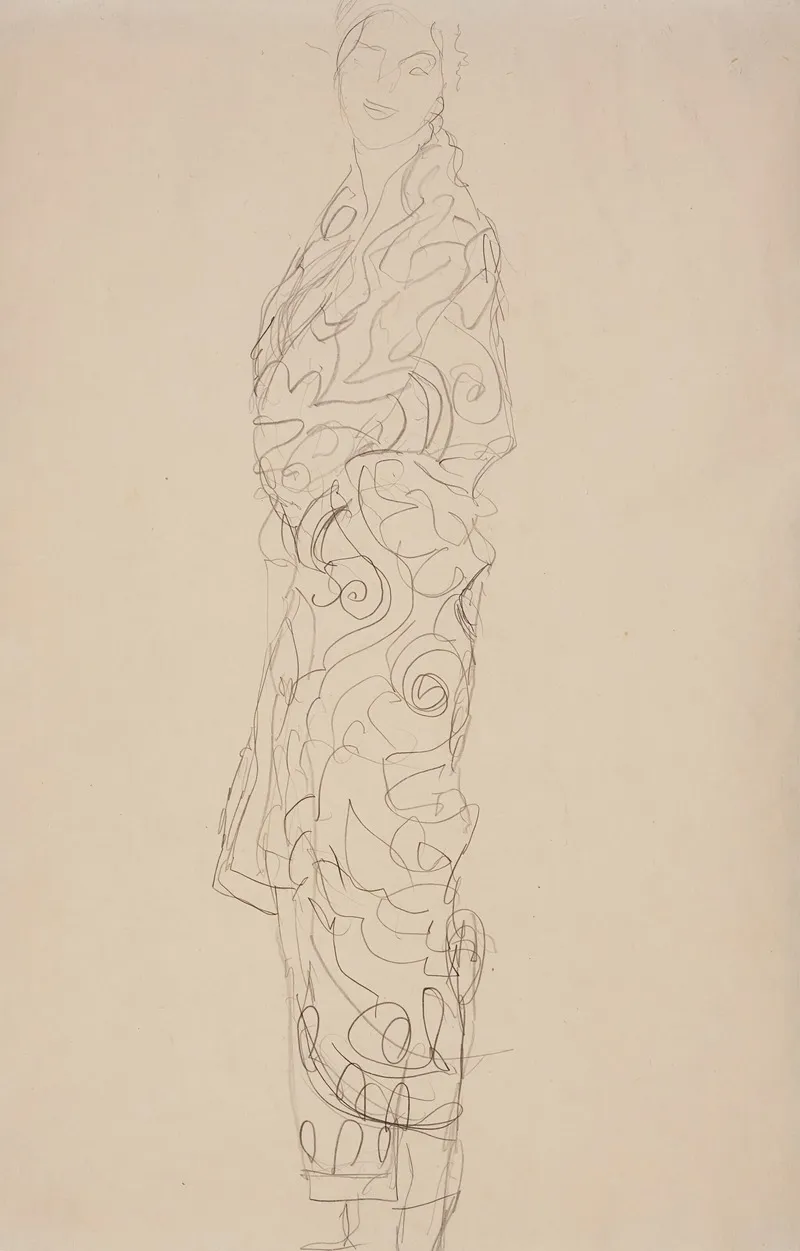 Stehende In Tucher Gehullt by Gustav Klimt - Canvas Print
