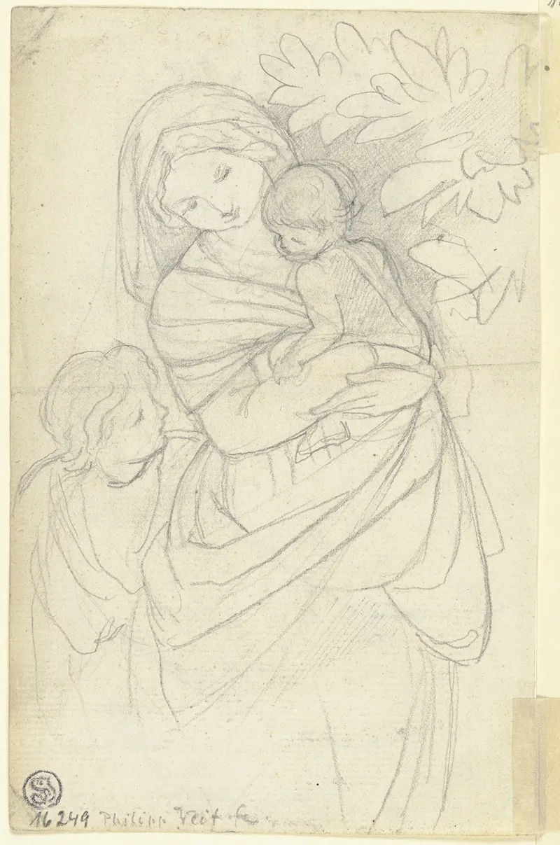 Stehende Madonna Mit Jesuskind Und Johannesknaben by Philipp Veit - Canvas Print