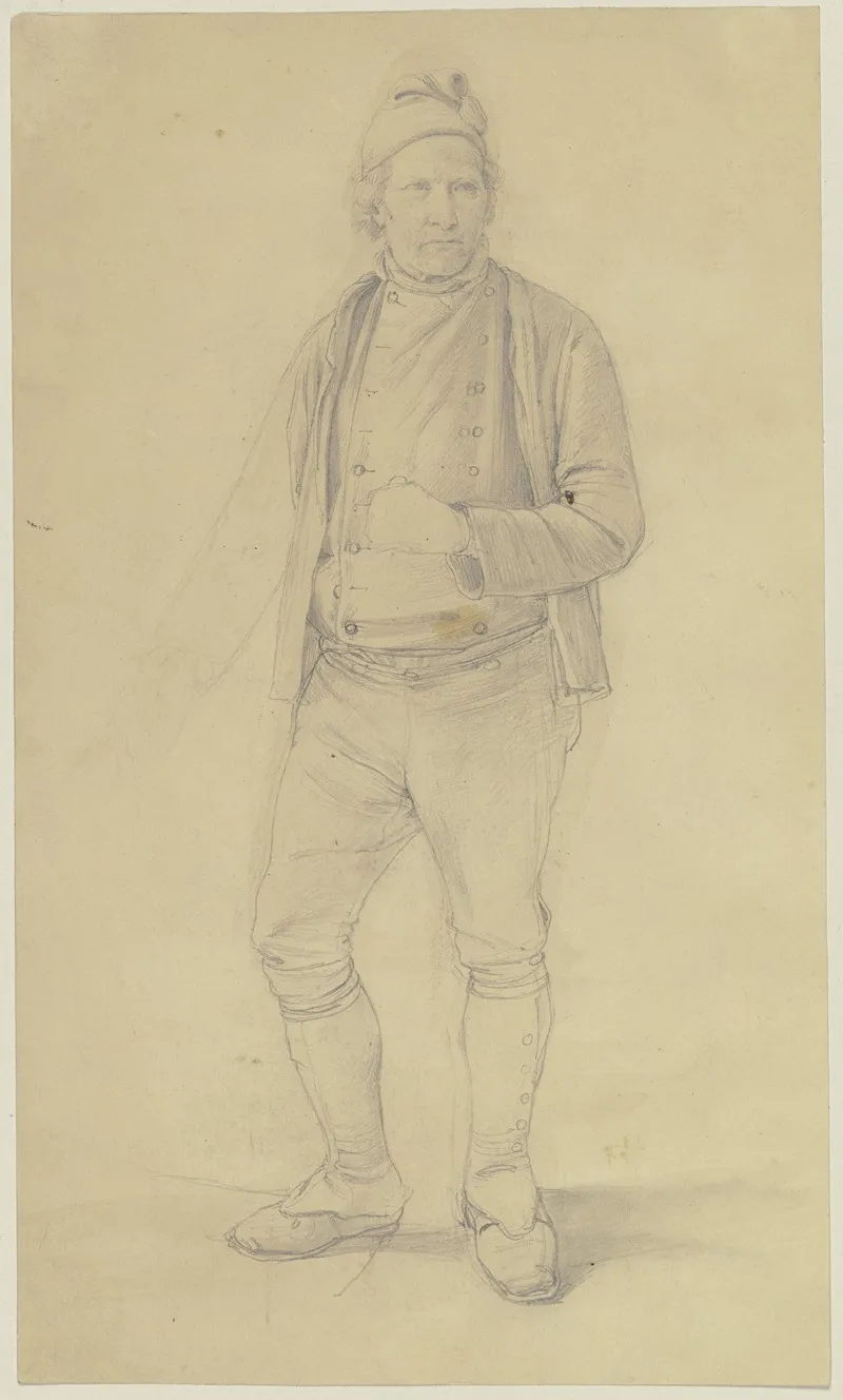 Stehender Bauer Mit Zipfelmutze by Jakob Becker - Canvas Print