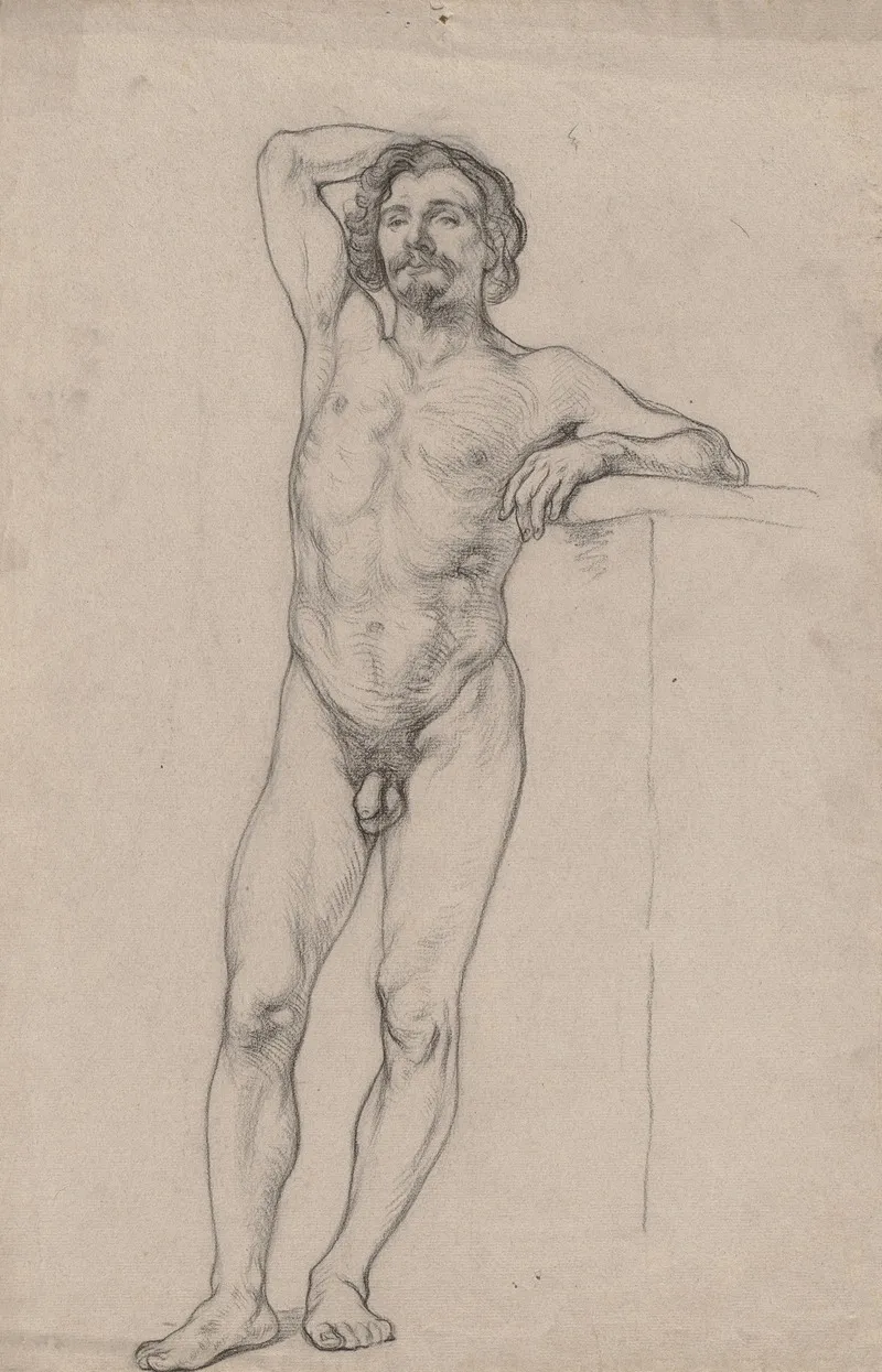 Stehender Mannlicher Akt 3 by Otto Scholderer - Canvas Print