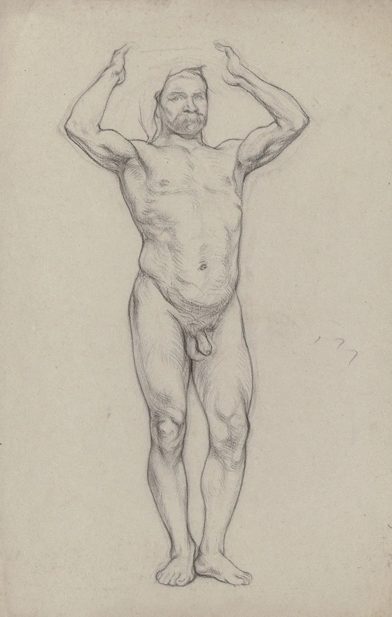 Stehender Mannlicher Akt 4 by Otto Scholderer - Canvas Print