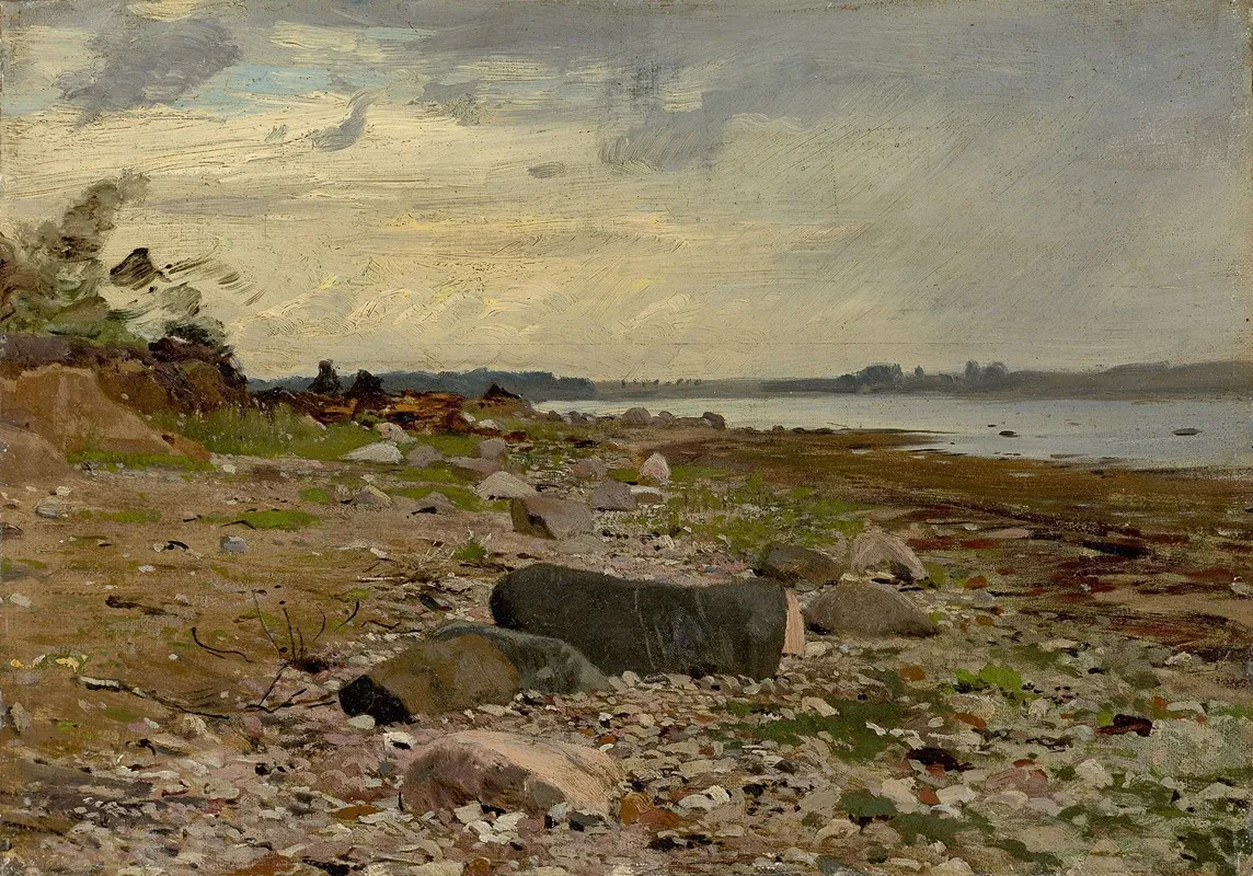 Steiniges Ufer by Eugen Dücker - Canvas Print