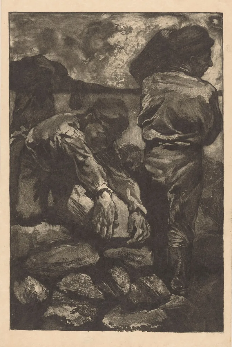 Stenen Sjouwende Arbeiders by Johannes Josephus Aarts - Canvas Print