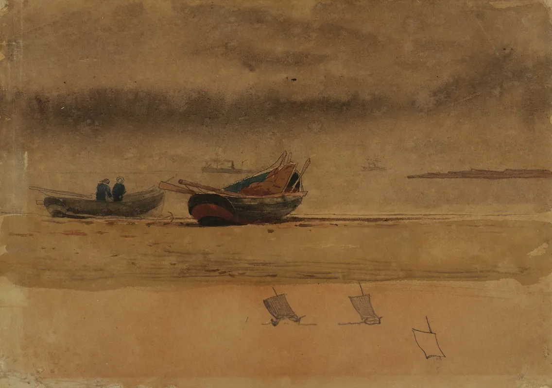 Stern View Of Two Rowboats England