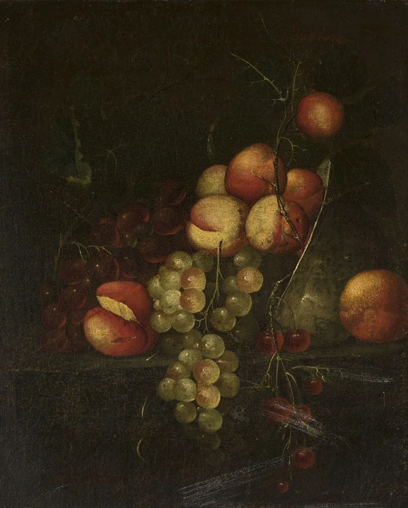 Still Life Apples And Grapes by Cornelis de Heem - Canvas Print