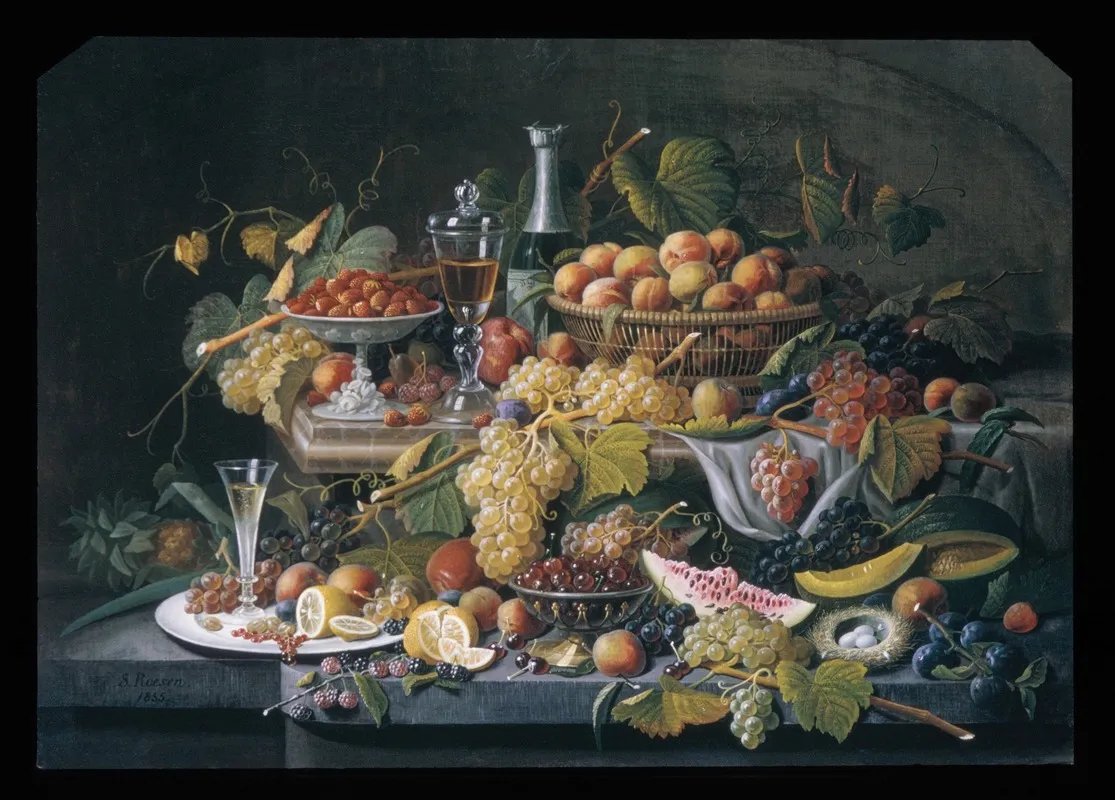 Still Life Fruit by Severin Roesen - Canvas Print