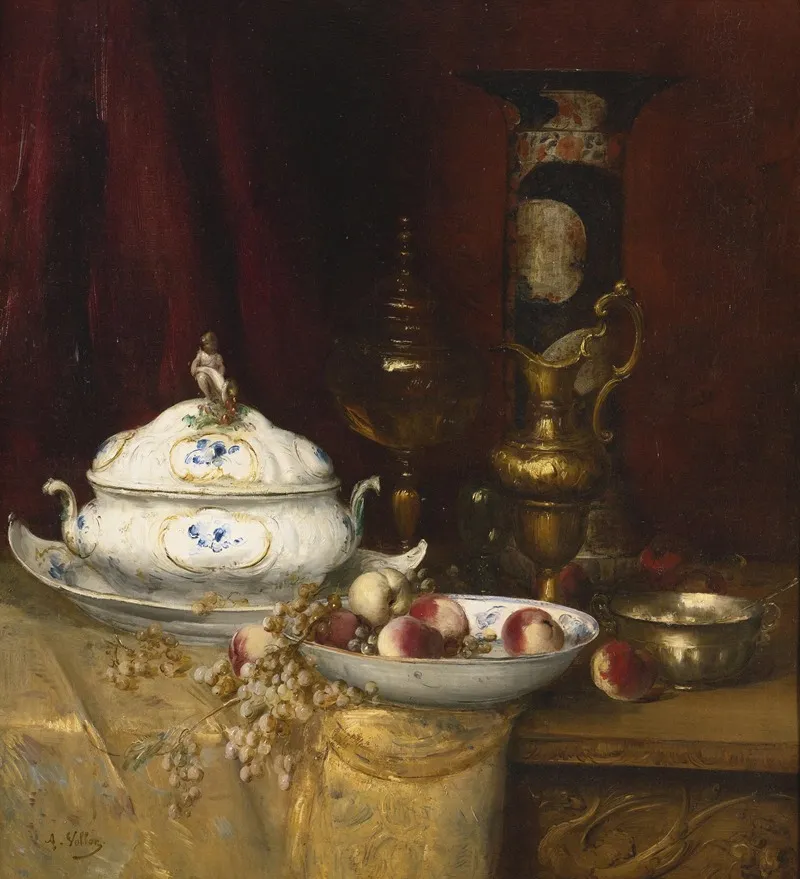 Still Life Of Elegant Objects by Antoine Vollon - Canvas Print