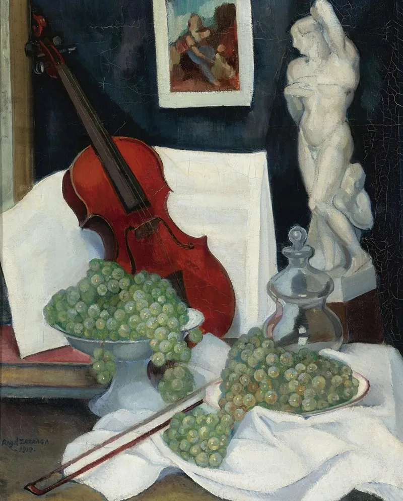 Still Life With A Violin by Ángel Zárraga - Canvas Print