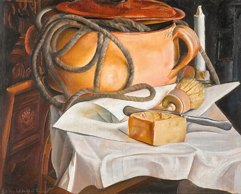 Still Life With Candle by Boris Grigoriev - Canvas Print
