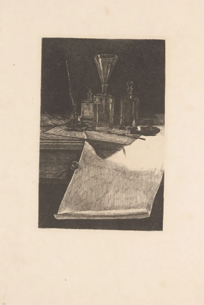 Still Life With Etching Tools by François Bonvin - Canvas Print